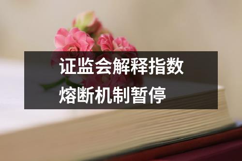 证监会解释指数熔断机制暂停-金年会(图1)